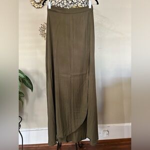 Sage the Label Hunter Green Long Wrap Maxi Skirt- Fits XS/S Soft Tencel